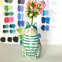 Amazon.co.jp: ポルカドット猫の花瓶、樹脂ハンドメイドの小さな